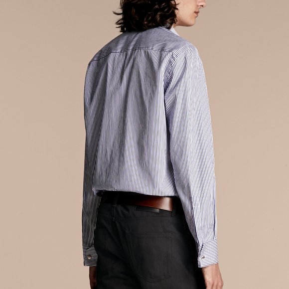 NWT Burberry Men's Ruffle Stripe Trim Fit Shirt– Luxe Statement Work or Event - Picture 6 of 9